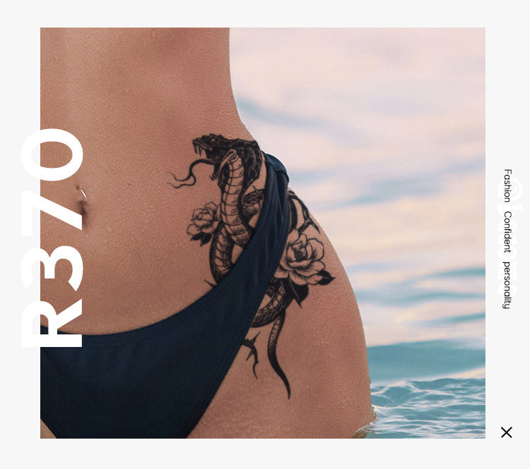Cobra semi permanent tattoo showing waterproof and long-lasting features.