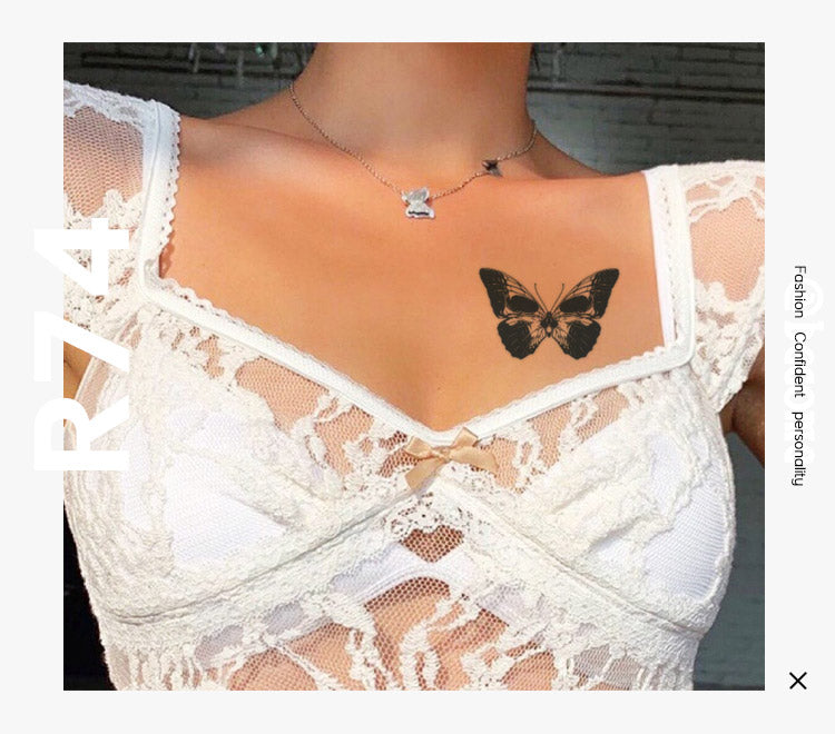 Skull butterfly Semi Permanent Tattoo