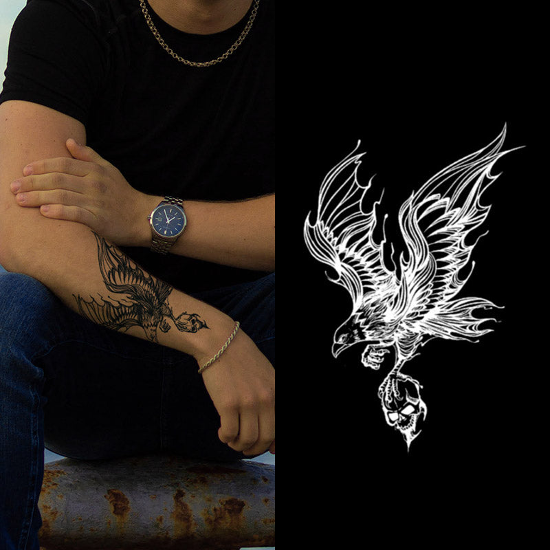 Eagle semi permanent tattoo 120mm x 180mm, premium quality, lasts 1-2 weeks.
